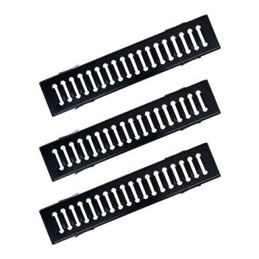 Imagem de Kit 3 Ralo Grelha Com Caixilho Aço Galvanizado Preto 10x50cm - Ouro Mi