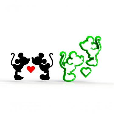 Imagem de Cortador Mickey Minnie Beijo Love Tamanho 7 Cm