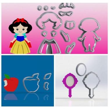Imagem de Cortador Kit Princesa Branca De Neve Modular Tamanho 6Cm