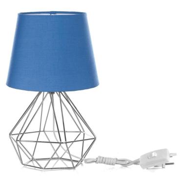 Imagem de Abajur Diamante Dome Azul com Aramado Cromado