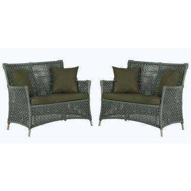 Imagem de 2 Sofás área Externa Igapó Alumínio Fendi Corda Náutica E13 Verde