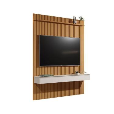 Imagem de Rack Painel Home Suspenso Colorado 1,40 Para Tvs Até 55 Polegadas Com Porta Arbo Cedro Com Off White