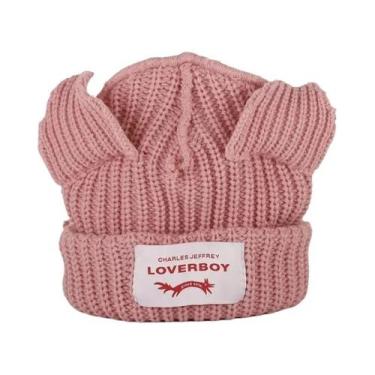 Imagem de Gorro Unissex Quente De Tricô Com Orelhas De Gato, Gorro Dupla Camada 