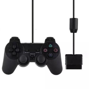 Imagem de Controle PS2 e PS1 C-fio Dualshock Analogico Preto Shinka