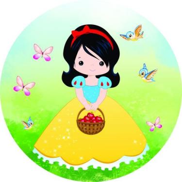 Imagem de Painel de Lona Redondo Branca de Neve Cute Aquarela Borboletas - Fabri