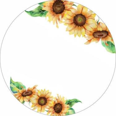 Imagem de Painel de Lona Redondo Girassóis Fundo Branco - Fabrika de Festa, 170x