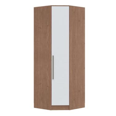 Imagem de Guarda-roupa Canto Oblíquo 1 Porta 100% Mdf Requinte+ Macadâmia/Branco Line