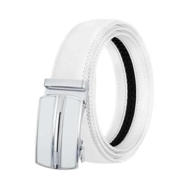 Imagem de Cinto Masculino Elegante De Couro Genuíno Branco E Preto Com Fivela Au
