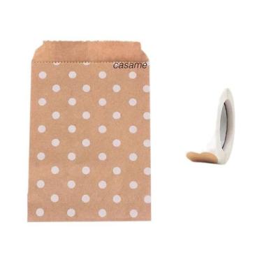 Imagem de Sacos De Papel Kraft Marrom 25un Com Bolinhas Brancas Para Embalagem D