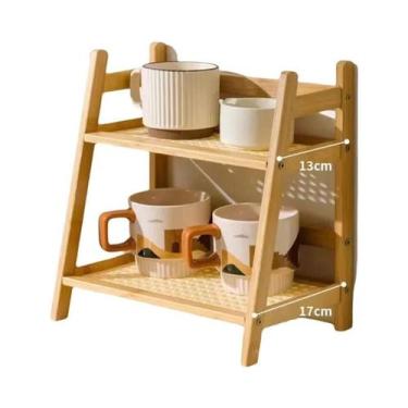 Imagem de Prateleira De Bambu De 2 Camadas Para Temperos, Organizador De Cozinha