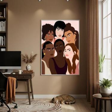 Imagem de Quadro Decor Mulheres Unidas 70X50Cm Mold Branca - Quadros On-Line