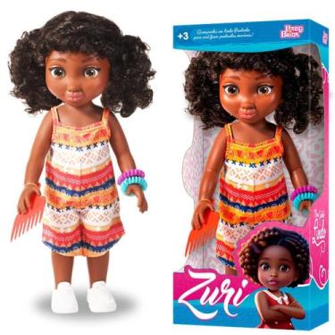 Imagem de Boneca Zuri Fashion De Vinil Com Pente E Acessórios 40 Cm - Baby Brink