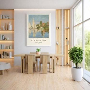 Imagem de Quadr Canvas Monet Regata Em Argenteuil 40X30Cm Mold Preta - Quadros O