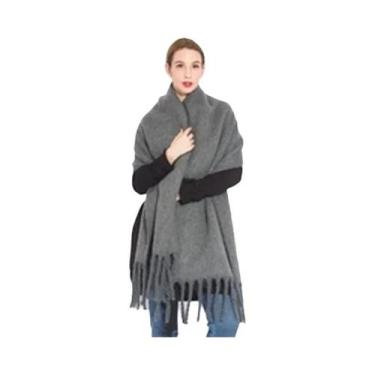 Imagem de Cachecol De Luxo Feminino Em Cashmere Com Design Xadrez Arco-Íris, Gro