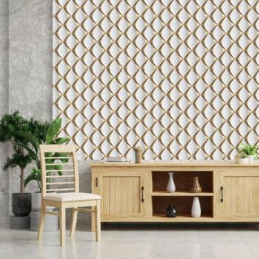 Imagem de Papel de Parede Autocolante Adesivo Decorativo Losango Dourado 3D 1 RO
