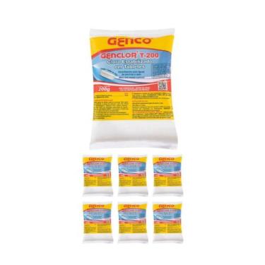 Imagem de Kit 7 Pastilha Tablete Estabilizado Genclor T-200 Genco  200g