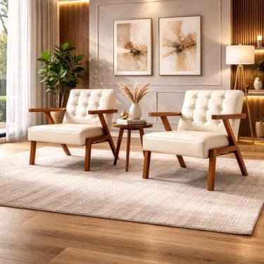 Imagem de Conjunto 2 Poltronas material sintético Zara Capitone Moderna Decorati