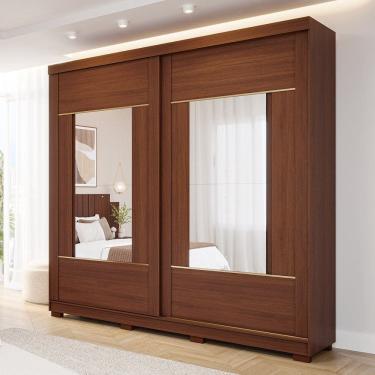 Imagem de Guarda-roupa Casal 2 Portas de Correr com Pés e 4 Espelhos 229cm 100% Mdf Talin Espresso Móveis Jequitiba