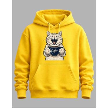 Imagem de Blusa De Frio Gato Coofe Cat Moletom Unissex Adulto - NM KIds, Amarelo