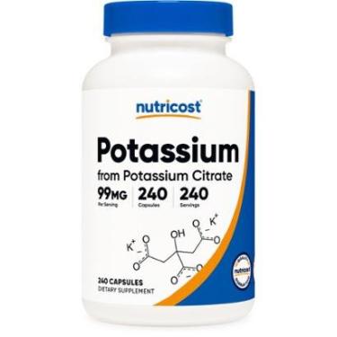 Imagem de Suplemento Nutricost Citrato de potássio 99mg 240 cápsulas-Unissex