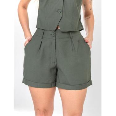 Imagem de Conjunto de SHORTS E COLETE em tecido de viscose e poliéster na cor VE