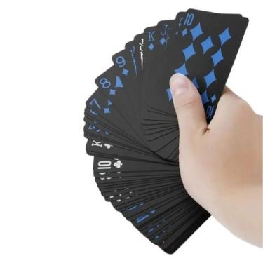 Imagem de Baralho Black A Prova Dagua - Preto Com Azul - Loja Coisaria