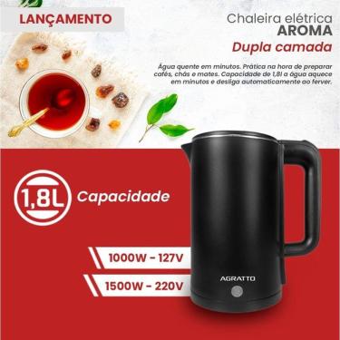 Imagem de Chaleira Elétrica Térmica Inox 1,8l Preto 127v Aroma Agratto
