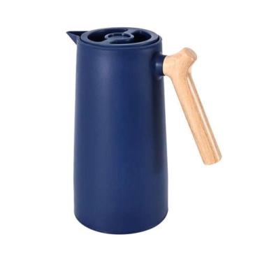 Imagem de Garrafa Térmica Café Nórdica Azul 1 Lt Cabo Estilo Madeira - MOMENT