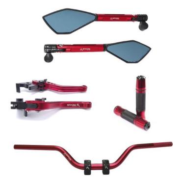 Imagem de Kit Guidão Naked Manopla Retrovisor Manete Hornet Cb 650f  - Stark Rac