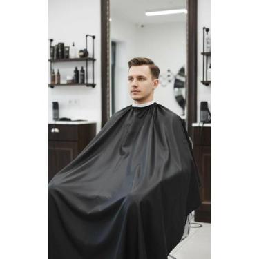 Imagem de 2x Capa Corte Cabeleireiro Barbearia Cetim Brilhante Preto - Congratul