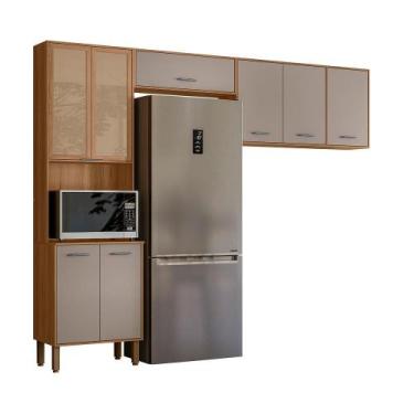 Imagem de Cozinha Compacta Paolla 8 Portas Ipê/Fendy - Nicioli - Multi Móveis