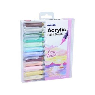 Imagem de Marcador Acrylic Molin Brush Paint c/12 cores Pastel 5033