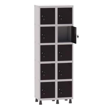 Imagem de Armário Guarda Volume Locker Roupeiro 2 Vãos 10 Portas Aço GRF502/10 C