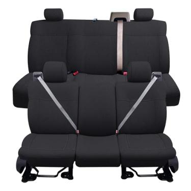 Imagem de Jokuye Capas de banco dianteiro e traseiro de ajuste personalizado para Ford F150 XLT Super Cab 2004 2005 2006 2007 2008, tecido de malha resistente, fácil instalação e limpeza - preto