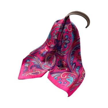 Imagem de Lenço Quadrado Pequeno Feminino De Cetim Com Estampa Paisley, Fino, Pa