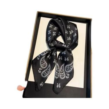 Imagem de Lenço Quadrado Pequeno Feminino De Cetim Com Estampa Paisley, Fino, Pa