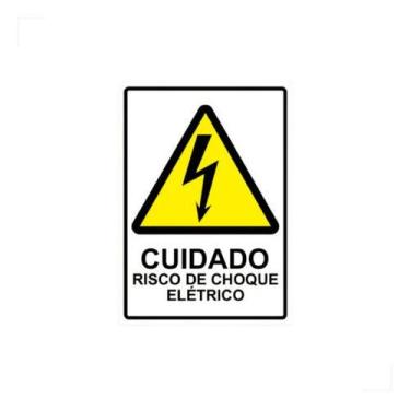 Imagem de Placa de sinalização de Cuidado Risco de Choque Elétrico - PLATINA EXT