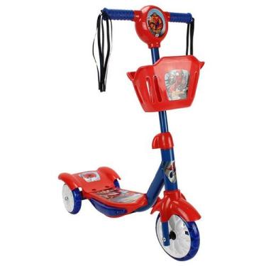 Imagem de Patinete infantil com cesta, luz e som Homem-Aranha Marvel 30 kg - BBR