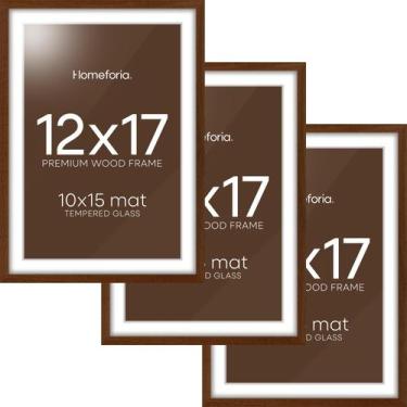 Imagem de Conjunto de 3 molduras Homeforia 12x17 em madeira de carvalho marrom
