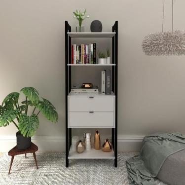 Imagem de Estante de Livros 65CMX184,7cm 2 Gavetas Centro Haia Yescasa Branco/Pr