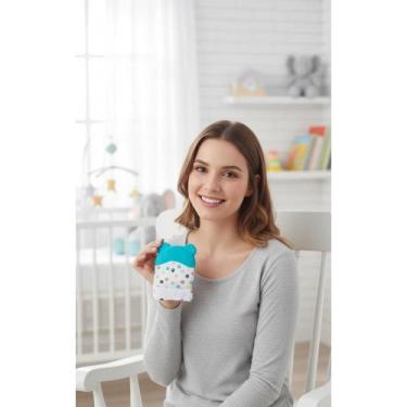 Imagem de Luva Mordedor Silicone Urso Bebê Alivia Dentição Azul - Congratulation