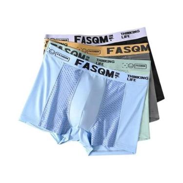 Imagem de Cuecas Boxer Masculinas plus Size L-6XL De Seda Gelada Com Malha Respi
