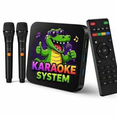 Imagem de KaraokeSmartBOX com 2 Mics Sem Fio Com Pontuação Real E Ajuste Vocal e