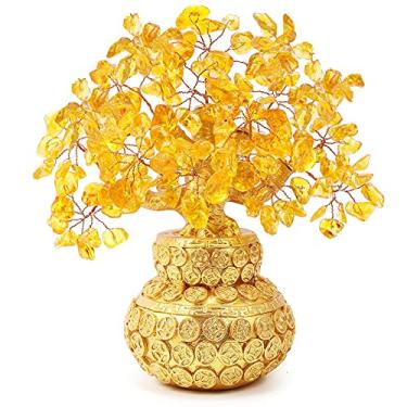 Imagem de Bwinka Bonsai Feng Shui Citrino Multicolorido Crytal Money Tree com decoração chinesa para sorte e riqueza