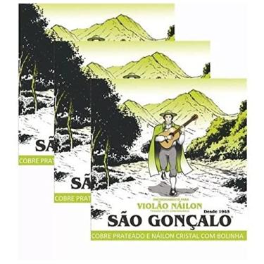 Imagem de Cordas Violão Nylon Tensão Pesada C/Bolinha Kit 03 Jogos