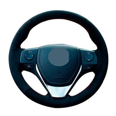 Imagem de SAXTZDS Capa de volante de couro costurada à mão, para Toyota Corolla 2013 a 2018 Corolla 2014 a 2019 Corolla iM (EUA) 2017 a 2018