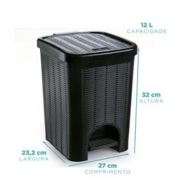 Imagem de Lixeira Vime 12Lts Preta Nitron
