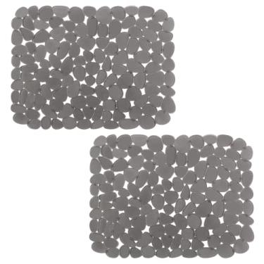 Imagem de Bligli Tapete de pia de seixo para pias de aço inoxidável/cerâmica, pacote com 2 tapetes protetores de pia de PVC para fundo da pia da cozinha, tapete de secagem de pratos para pratos e vidros, 39,9 x