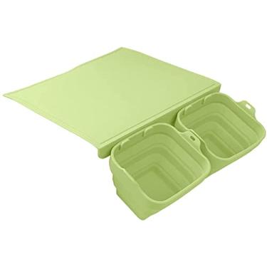 Imagem de Hunkie Conjunto de tábuas de corte de silicone antiderrapante para lava-louças com 2 tigelas de silicone dobráveis para carne e legumes, verde