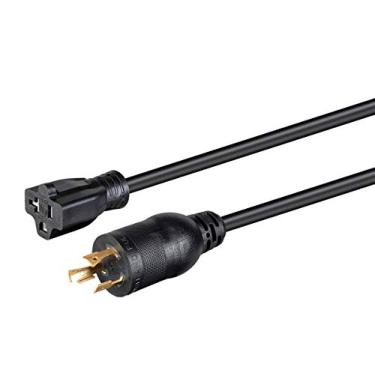 Imagem de Monoprice Cabo de extensão resistente – 6 metros – Preto | Conector de bloqueio – NEMA L5-20P para NEMA 5-15/20R, 12AWG, 20A, Sjtw, 125V